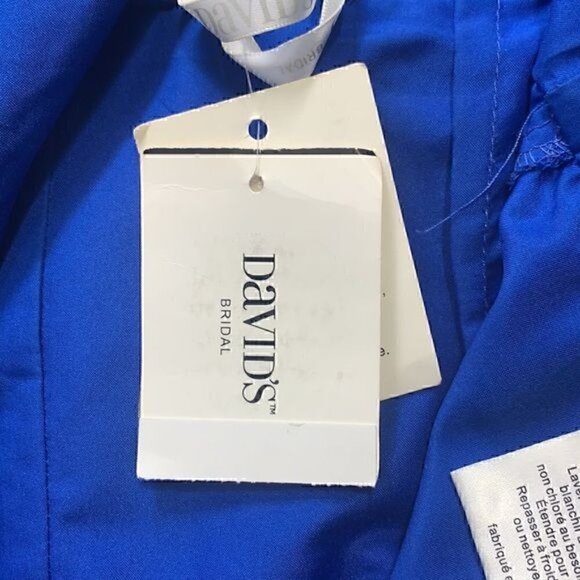 David's Bridal Faux-Wrap Pleated Chiffon Bridesmaid Dress Sz 4 Blue STYLE#F19585 - Picture 11 of 13